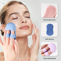 2PC Face Scrubber Mini Facial Brush Silicone Wash Exfoliator Finger Glove Pads Handheld Cleansing Brushes Tool Skin Care Deep Clean Baby Shampoo Baby Bath Brush